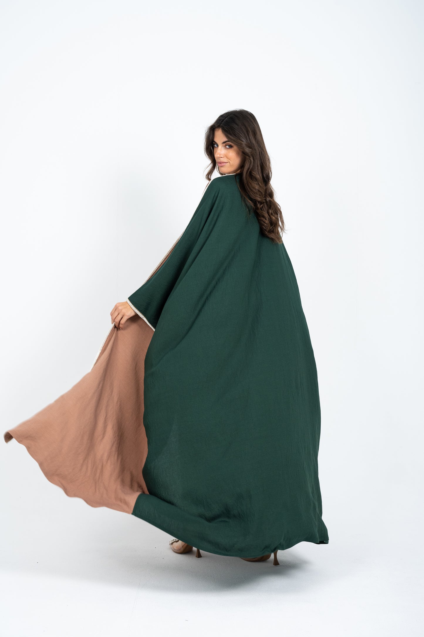 Brown green abaya