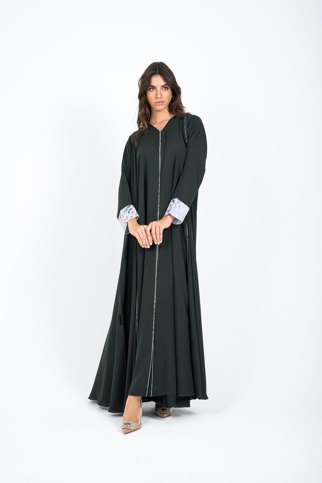 Green Printed Abaya