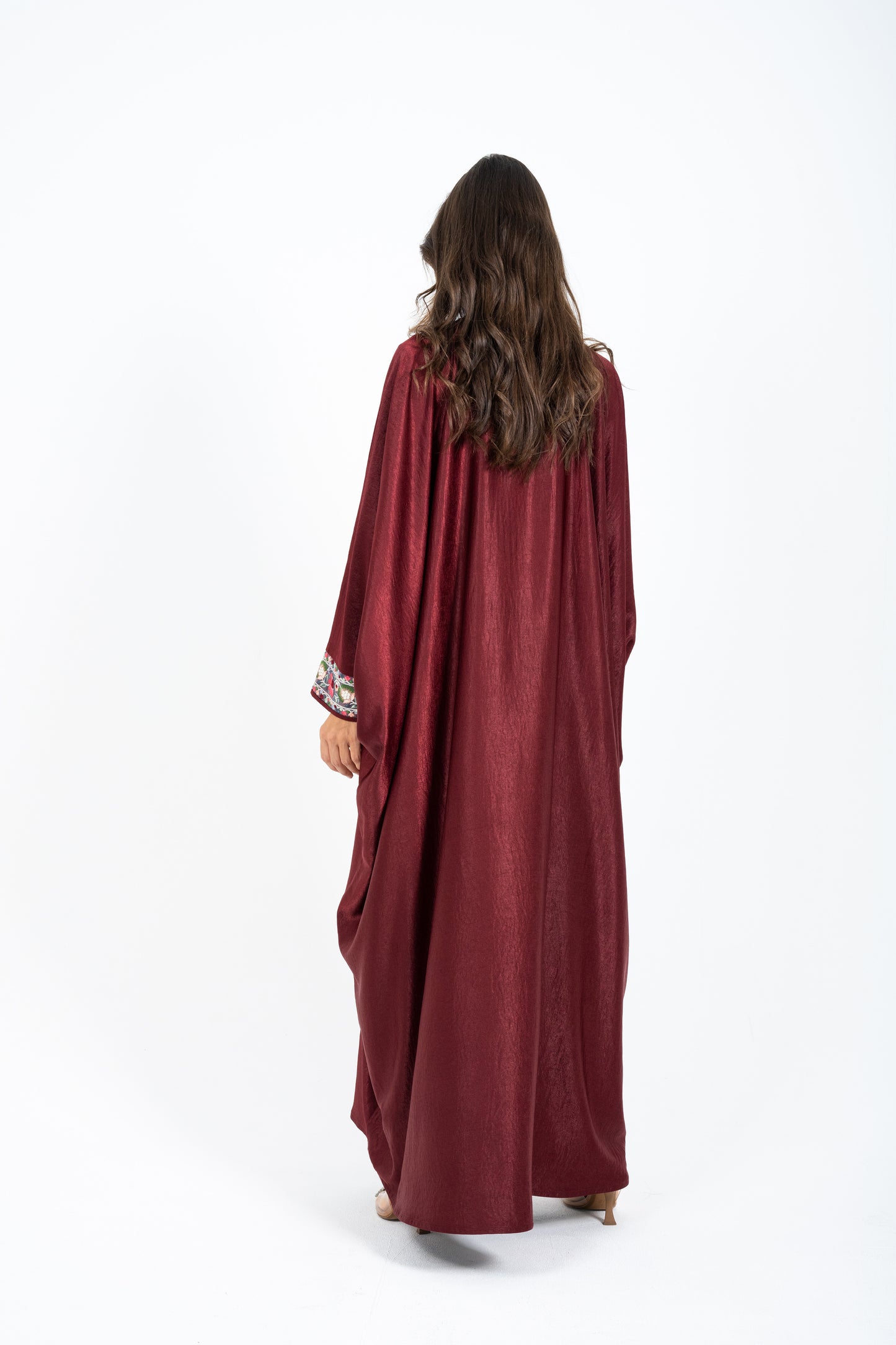 Maroon lace abaya