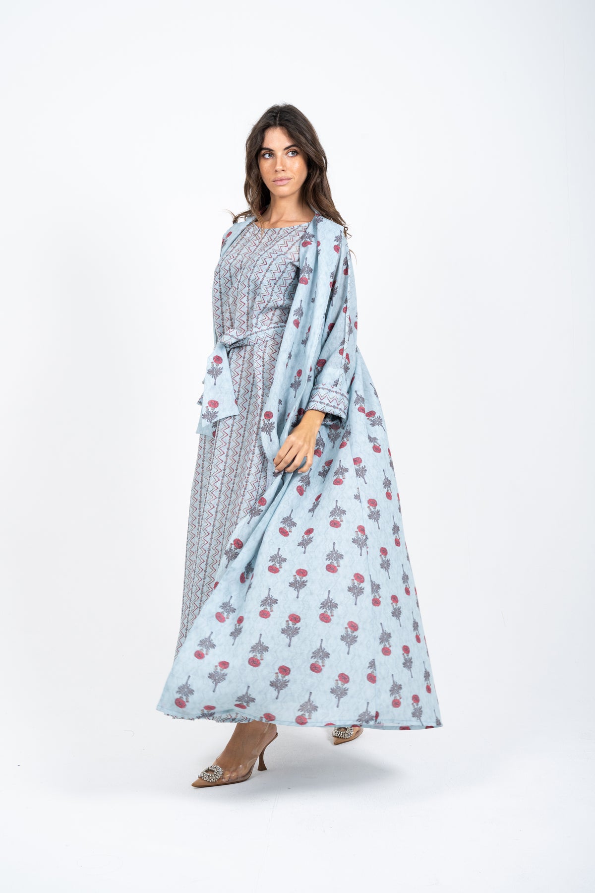 Floral Lenin Jacket Style Abaya