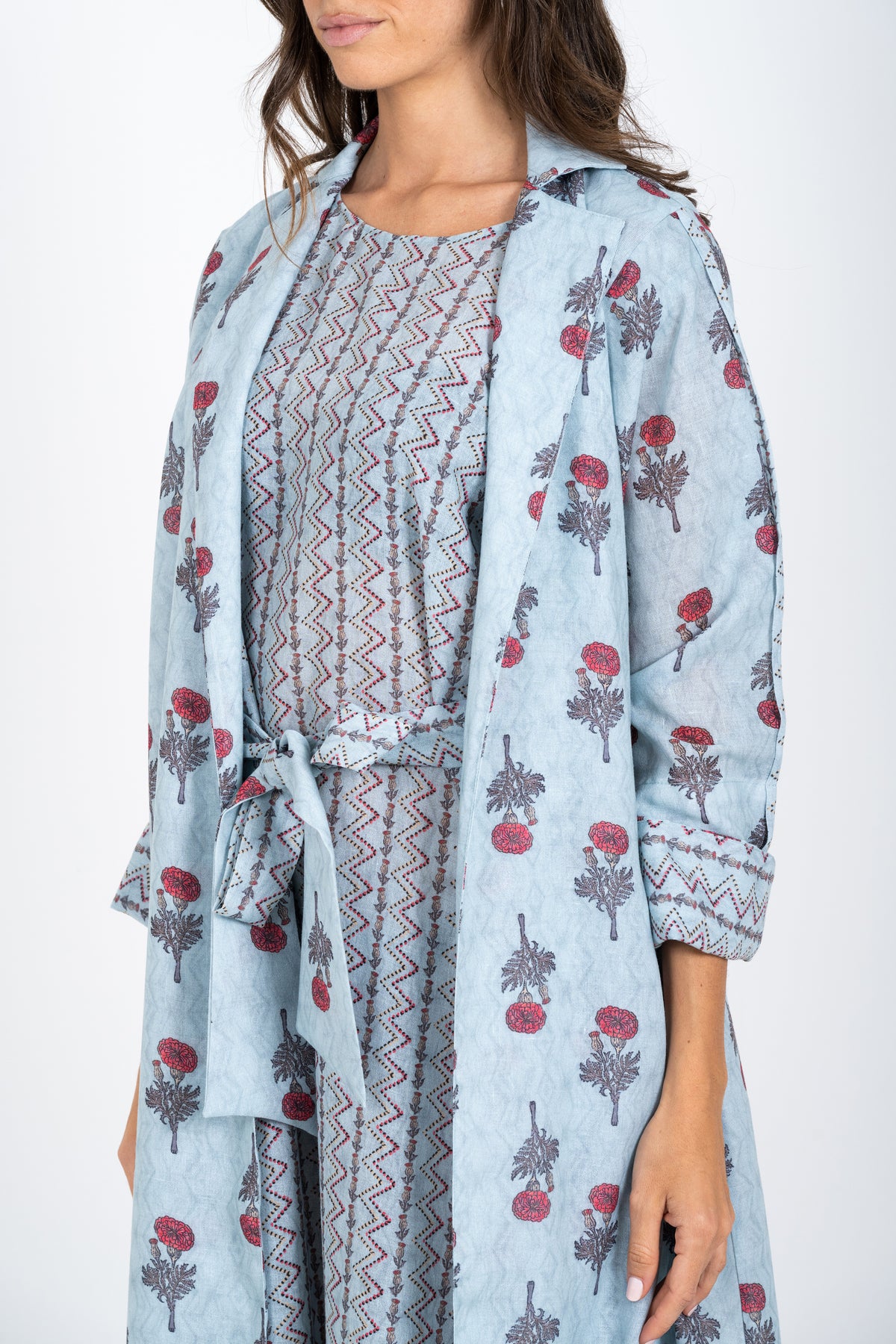 Floral Lenin Jacket Style Abaya