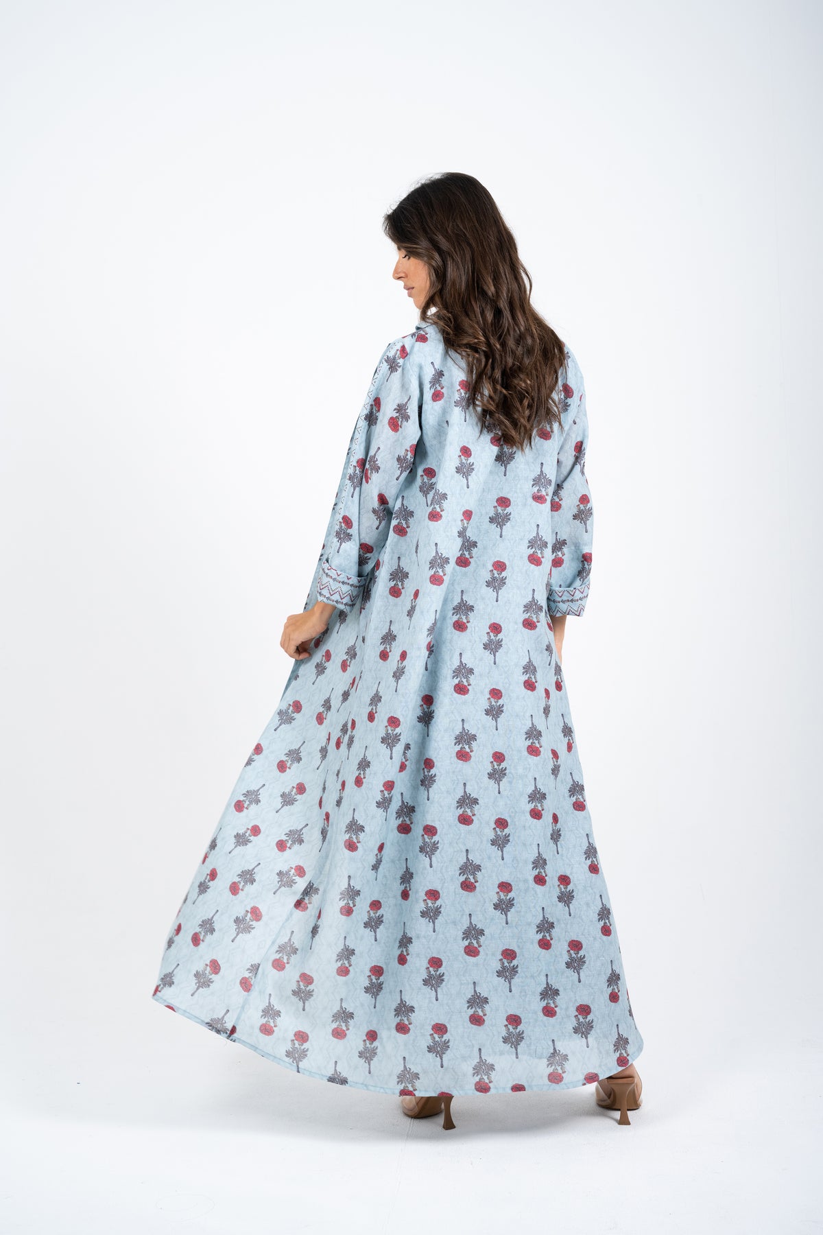 Floral Lenin Jacket Style Abaya