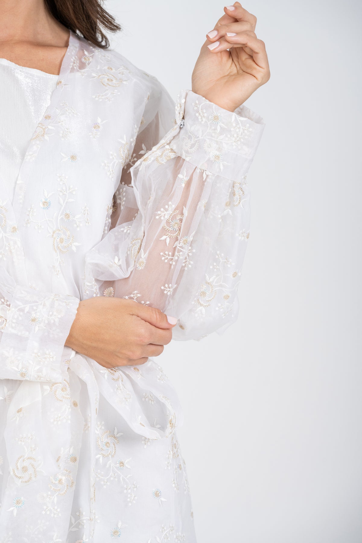 White Belted Abaya
