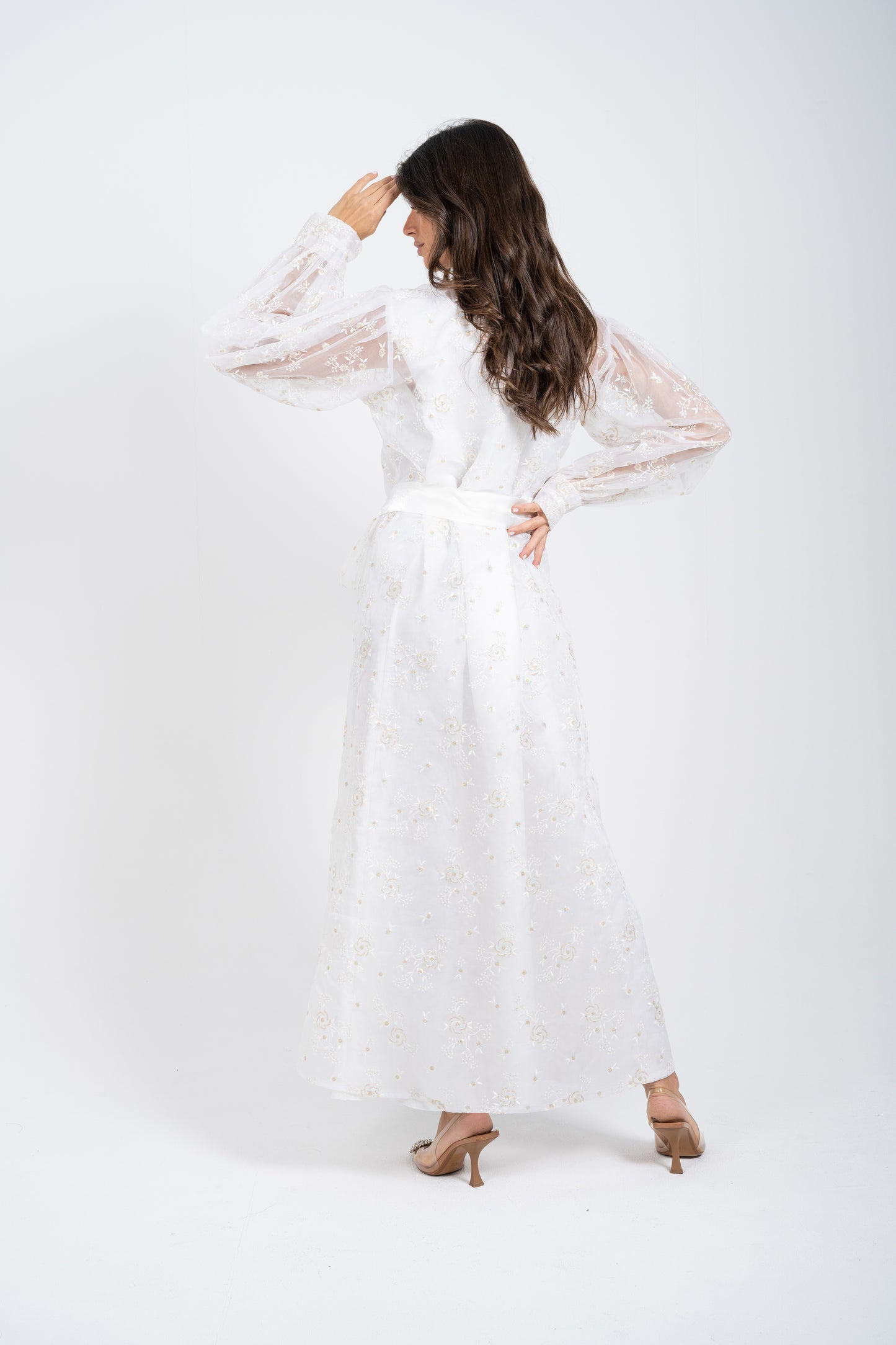 White Belted Abaya