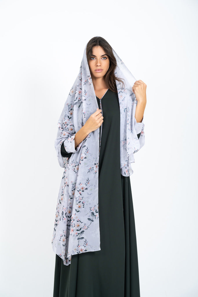Green Printed Abaya