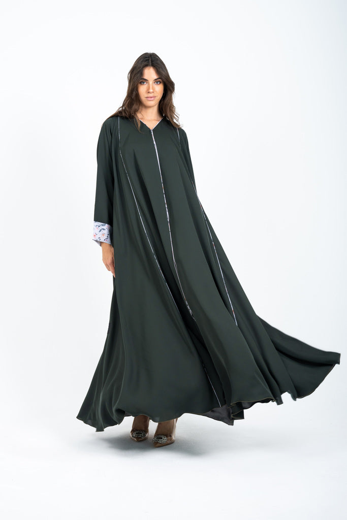 Green Printed Abaya